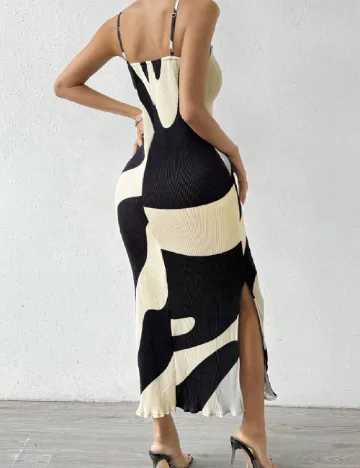 Rochie medie SHEIN, negru/crem