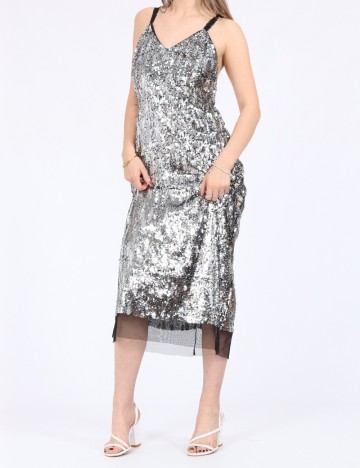 Rochie medie Kashion, argintiu
