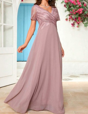 Rochie lunga UNITHORSE, roz pudra