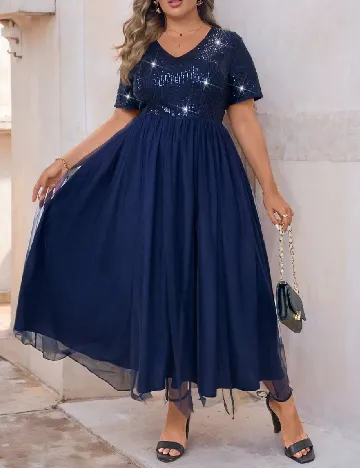 Rochie medie SHEIN CURVE, bleumarin Albastru