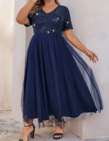 Rochie medie SHEIN CURVE, bleumarin Albastru