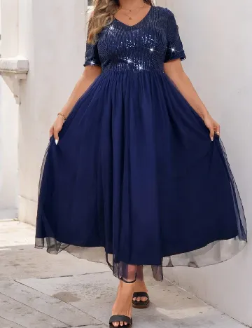 Rochie medie SHEIN CURVE, bleumarin Albastru