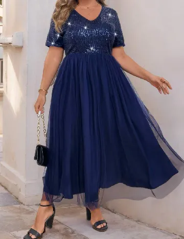 Rochie medie SHEIN CURVE, bleumarin Albastru