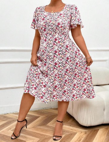 Rochie medie SHEIN CURVE, floral print