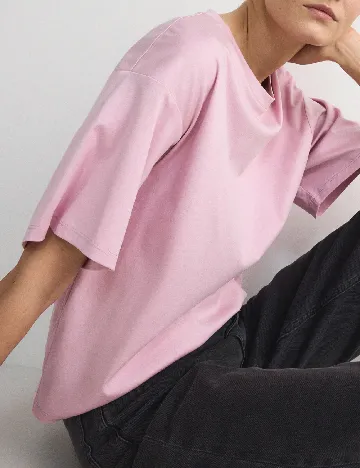 Tricou Oversize Reserved, roz Roz