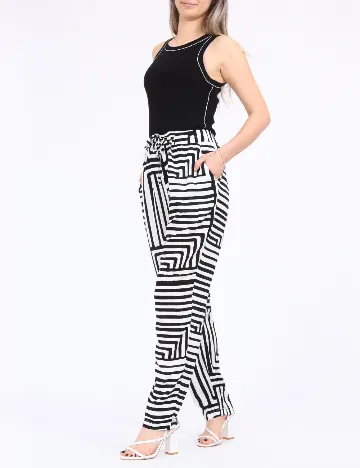 Pantaloni Vero Moda, alb/negru