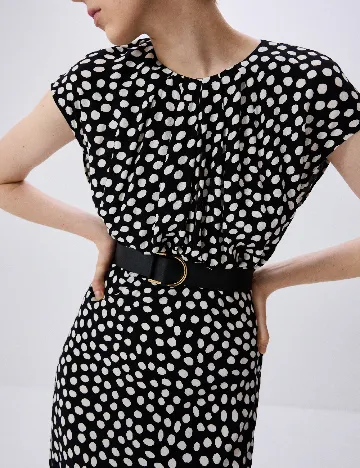 Rochie medie Reserved, alb/negru Negru