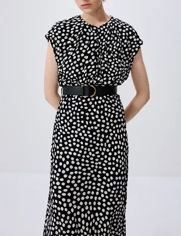 Rochie medie Reserved, alb/negru Negru