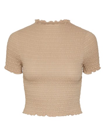 Tricou Pieces, maro deschis