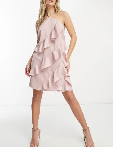 Rochie scurta Pieces, roz Roz