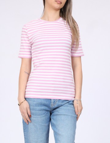 Tricou Pieces, alb/roz