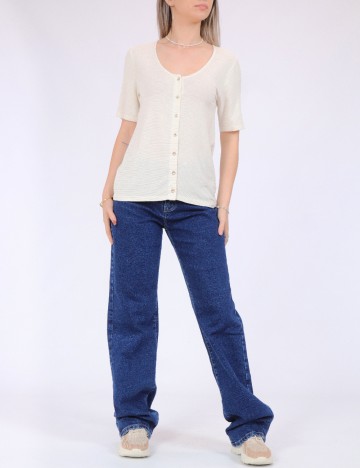 Tricou Pieces, crem