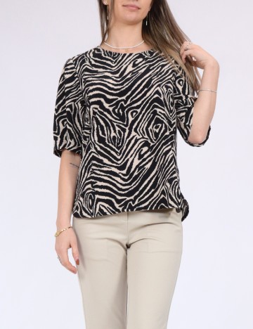 Bluza Pieces, negru/crem