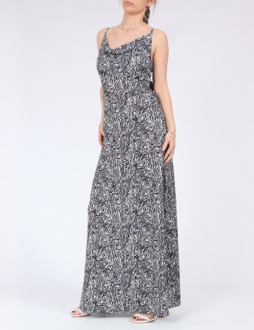 Rochie lunga Only, alb/negru