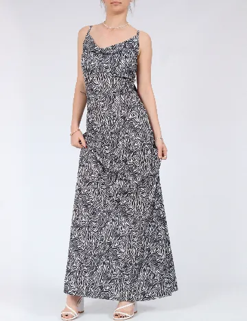 Rochie lunga Only, alb/negru