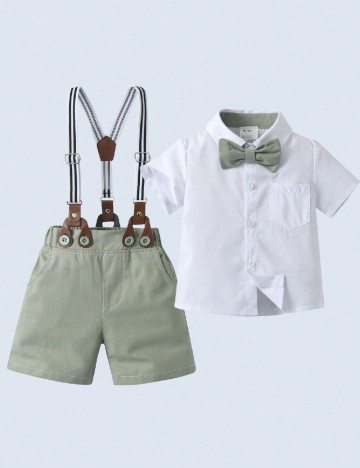 Compleu Shein Kids, alb/verde