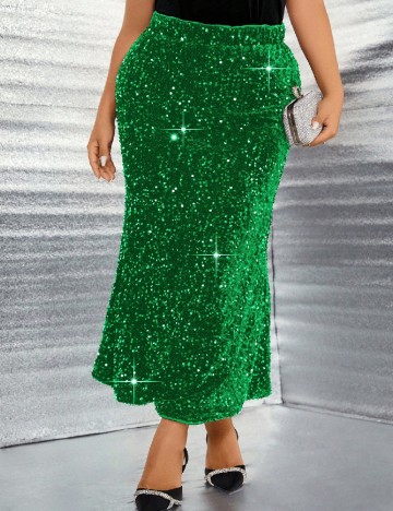 Fusta SHEIN CURVE, verde