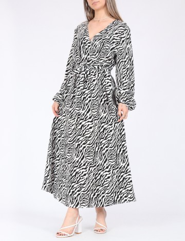 Rochie lunga Only, alb/negru