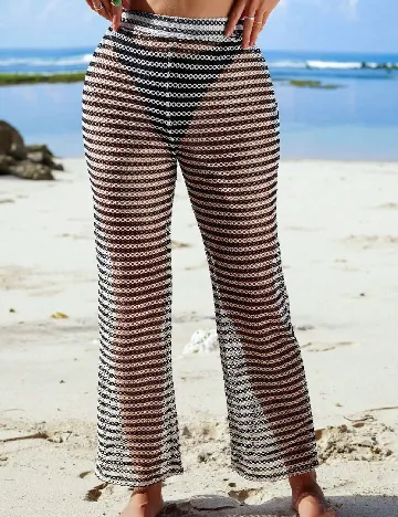 Pantaloni de plaja SHEIN, alb/negru