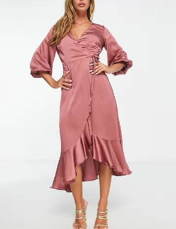 Rochie medie Liquorish, roz pudra inchis