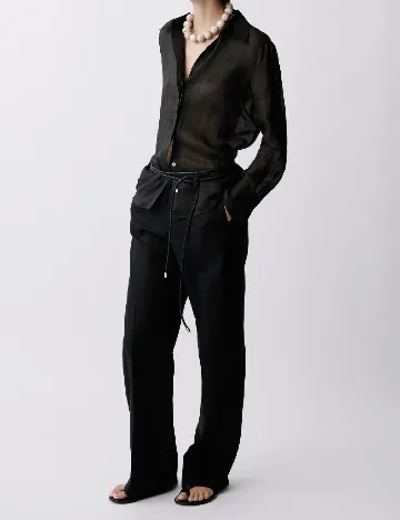 Pantaloni Mango, negru Negru