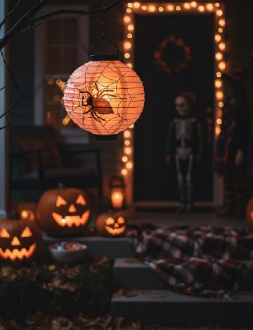 Felinar decorativ cu LED pentru Halloween, alb