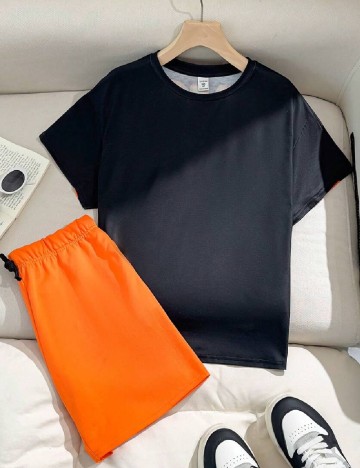Compleu Shein Kids, negru/portocaliu