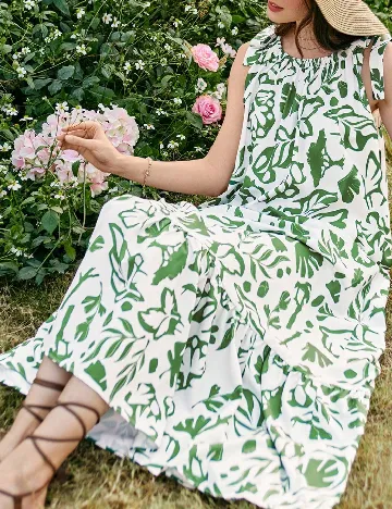 Rochie lunga SHEIN, verde/alb Verde