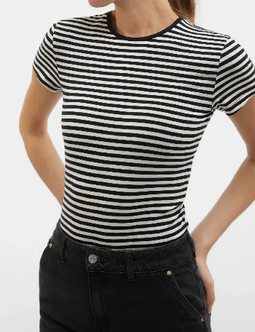 Tricou Vero Moda, alb/negru