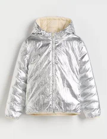 Geaca reversibila Reserved, crem/gri