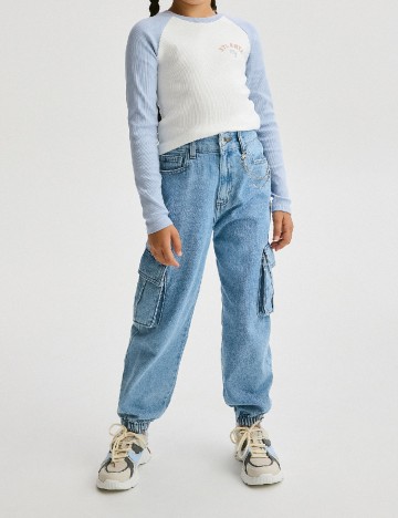 Bluza Reserved, alb/albastru