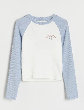 Bluza Reserved, alb/albastru