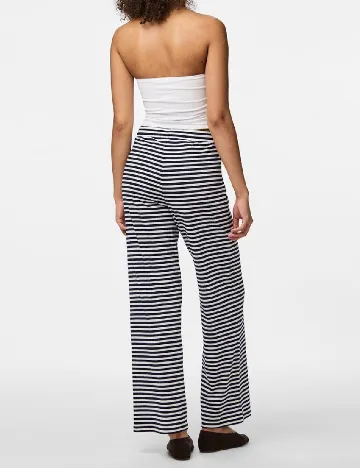 Pantaloni Pieces, alb/albastru