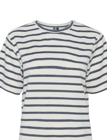 Tricou Pieces, ecru/albastru