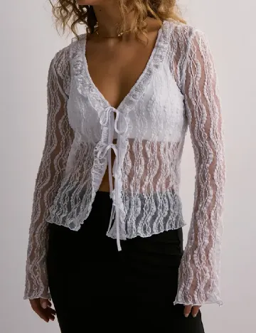 Bluza Pieces, alb Alb