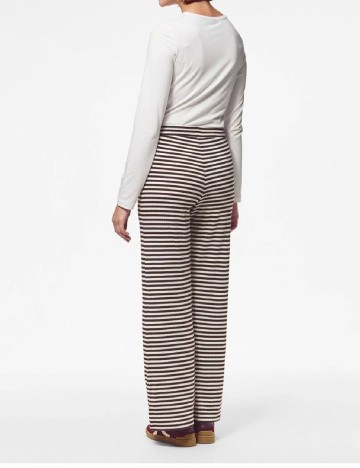Pantaloni Pieces, alb/visiniu