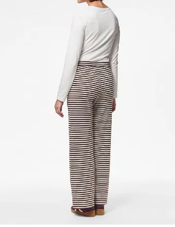 Pantaloni Pieces, alb/visiniu