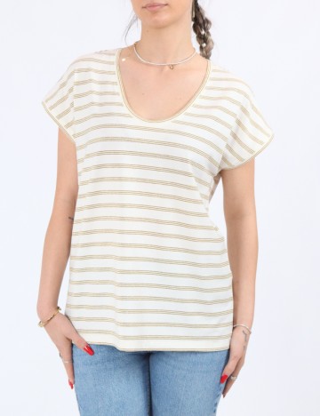 Tricou Pieces, crem