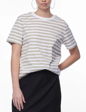 Tricou Pieces, alb/maro Alb