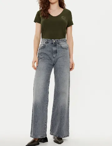 Tricou Pieces, kaki