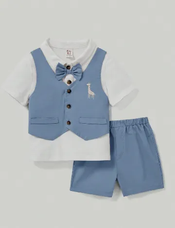 Compleu CozyCub, alb/albastru