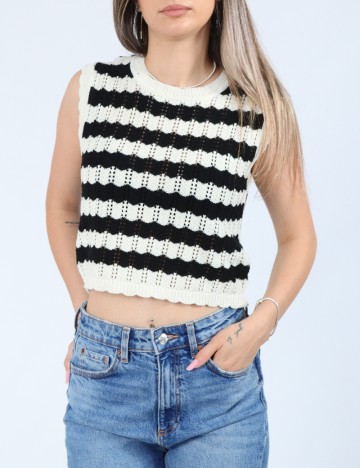 Top Noisy May, negru/crem
