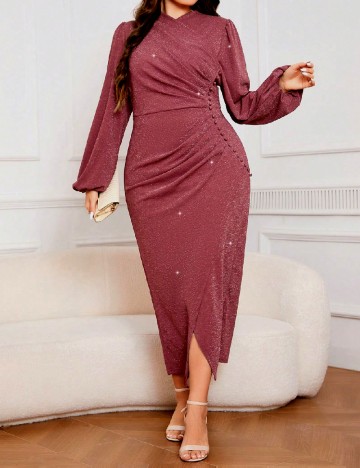 Rochie medie SHEIN CURVE, roz pudra inchis