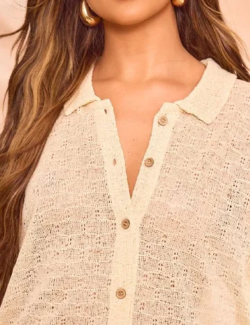Camasa PRETTYLITTLETHING, crem Crem