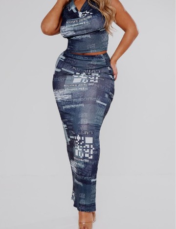 Fusta PRETTYLITTLETHING, bleumarin