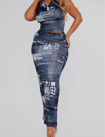 Fusta PRETTYLITTLETHING, bleumarin