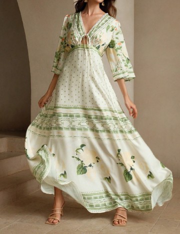 Rochie lunga Anewsta, crem