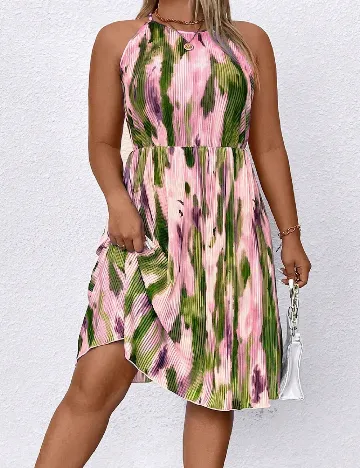 Rochie medie SHEIN CURVE, roz/verde