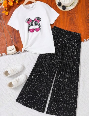 Compleu Shein Kids, alb/negru
