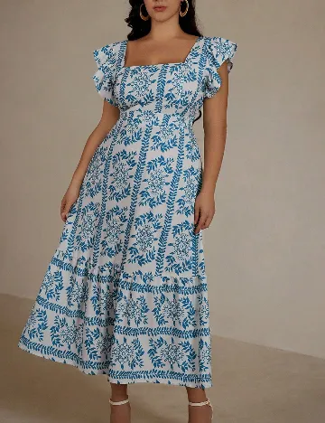 Rochie medie SHEIN CURVE, alb/albastru